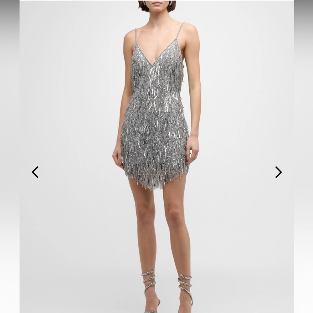 Gorgeous Liv Foster sequin mini dress with allover bead fringe